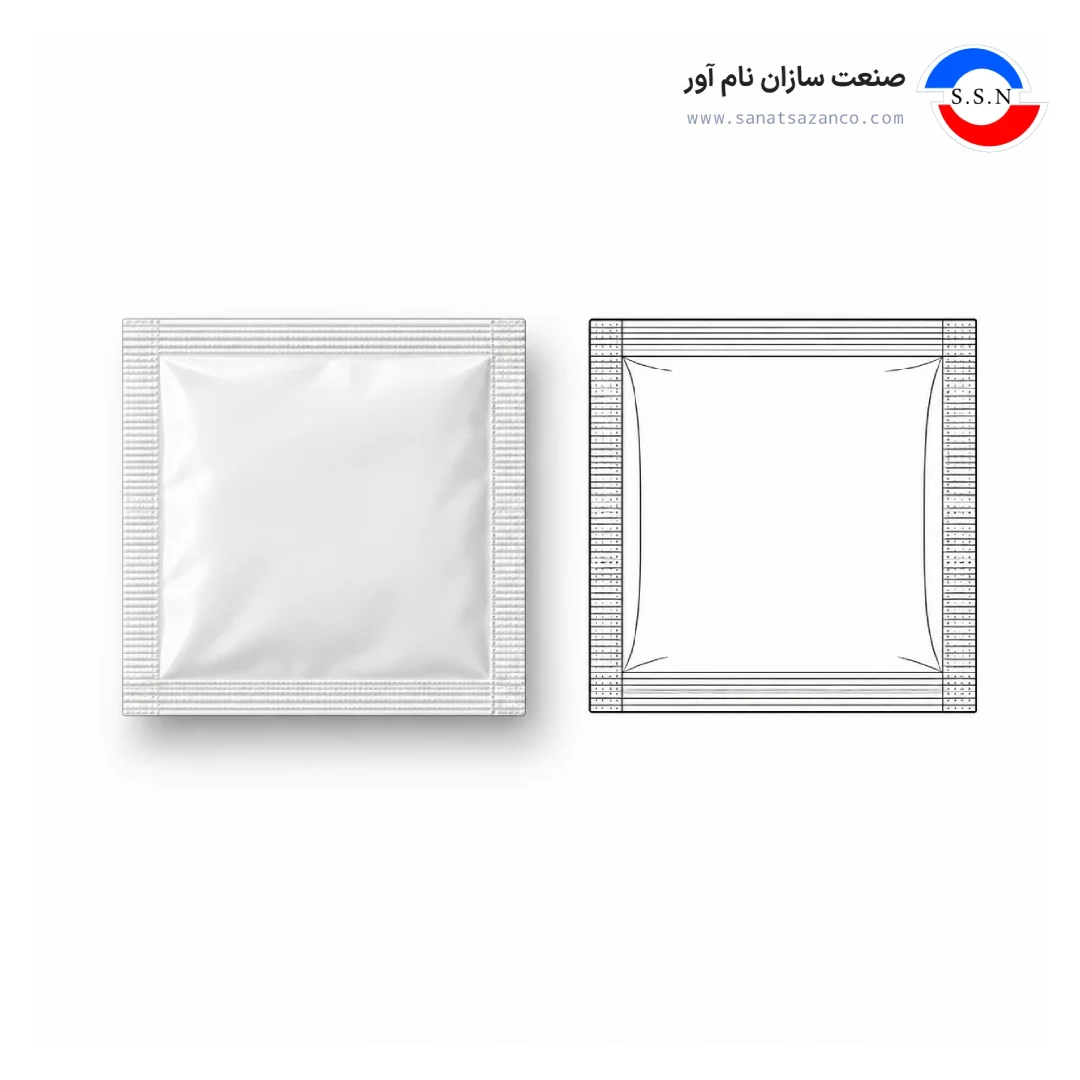 نمونه خروجی دستگاه بسته بندی ساشه چهار طرف دوخت