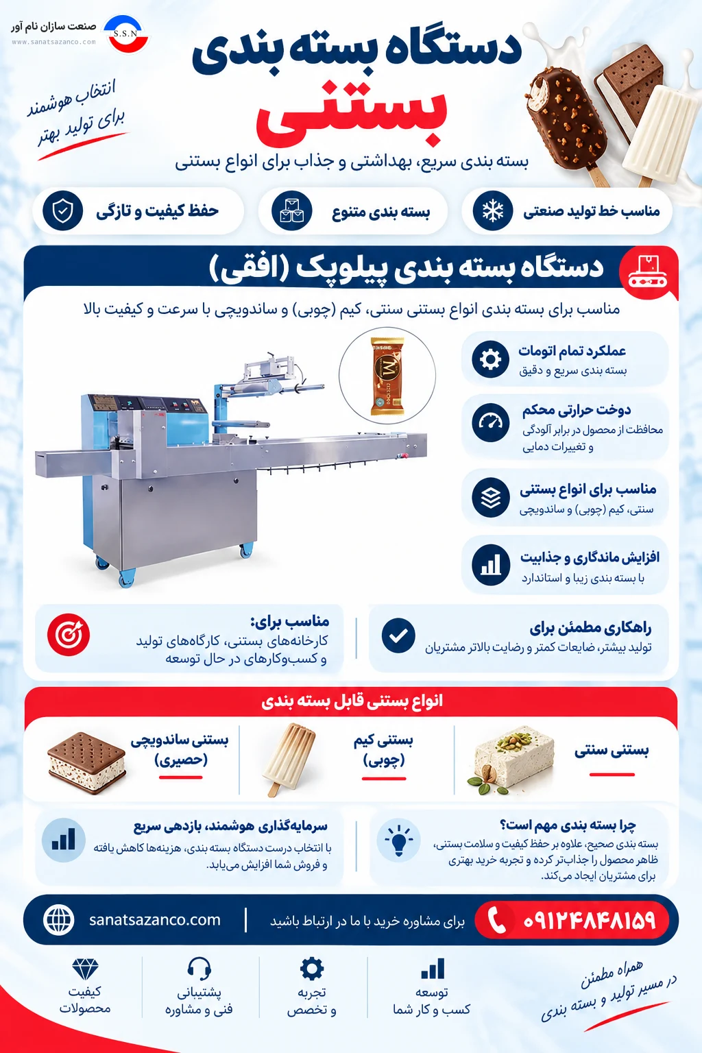 مدل دستگاه بسته بندی بستنی